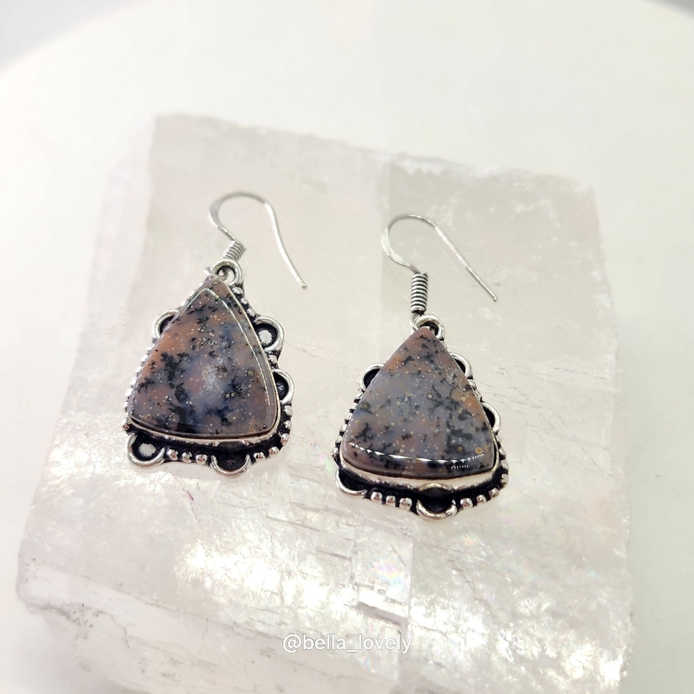 Dendrite Opal Handmade Drop Dangle Earrings Jewelry 1.7"